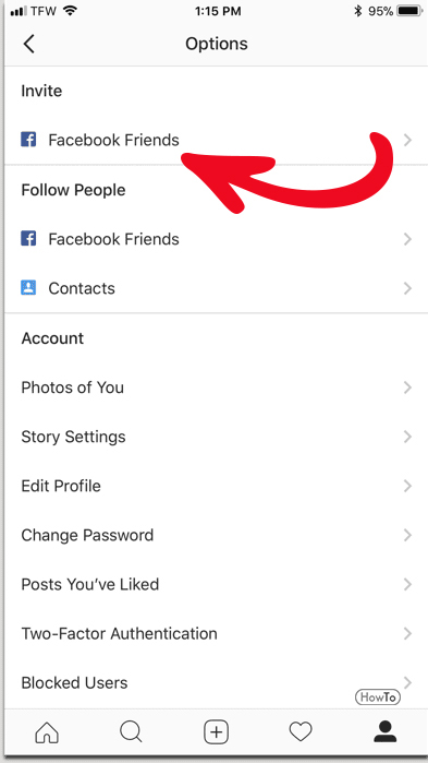 next you will have to select the menu button which can be found in the top right corner of the screen there are three dots side by side for android - how to get facebook friends to follow on instagram