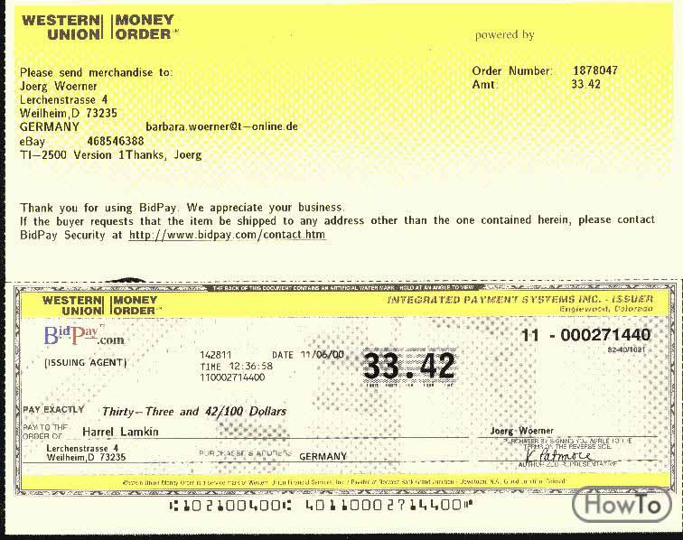 Blank Money Order Western Union