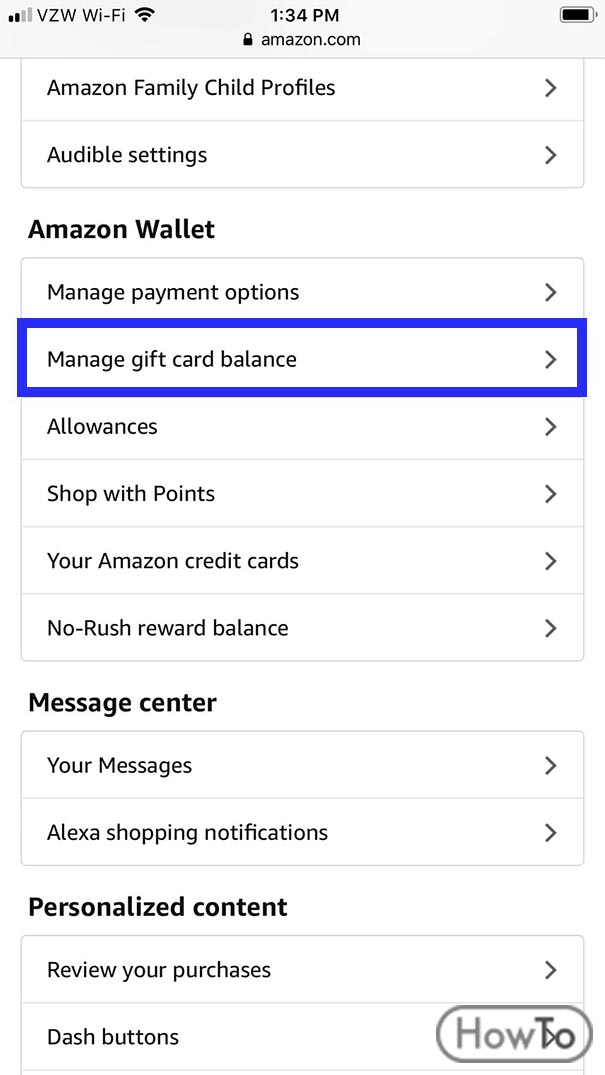 get amazon gift card balance