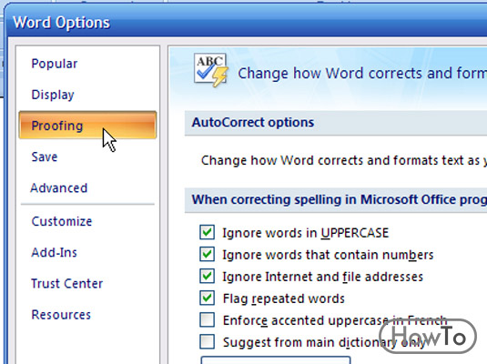 activate spell check in word