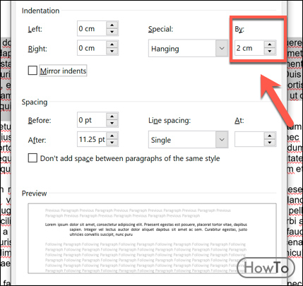 how to set hanging indent in word 2010